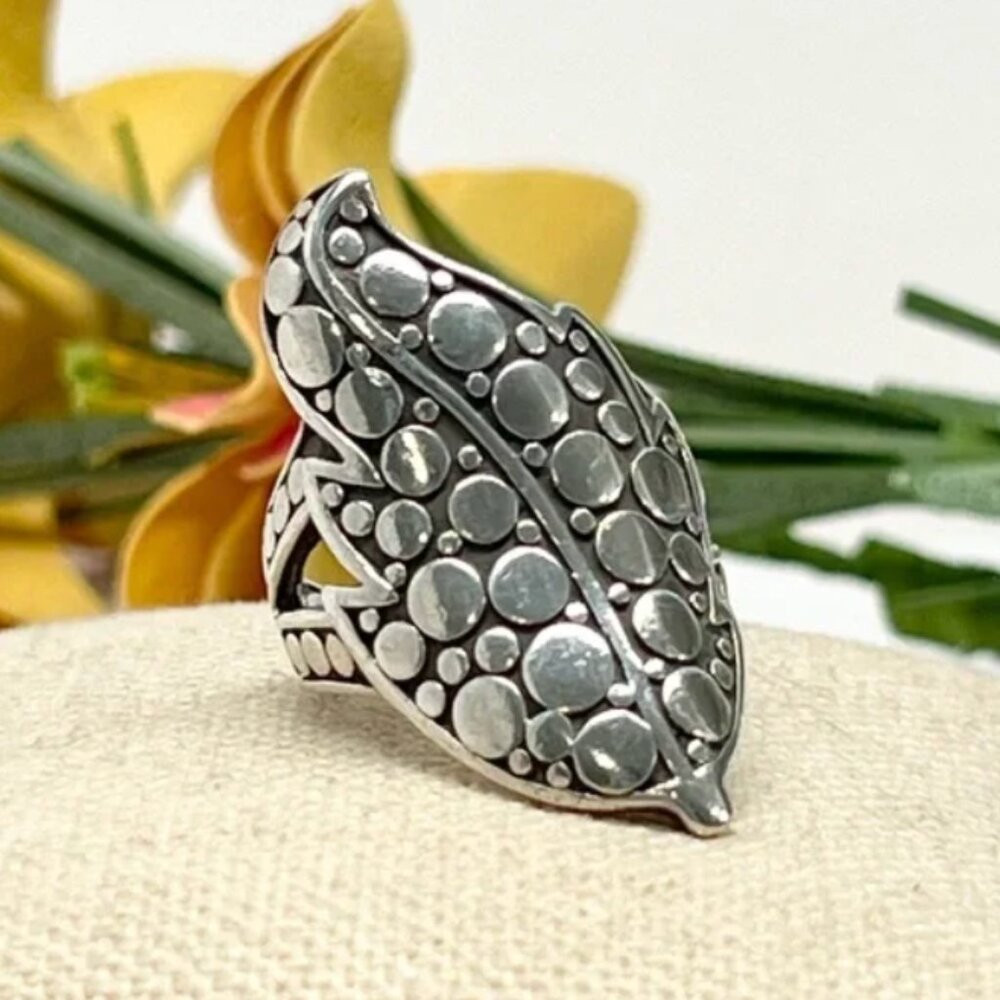 Vintage John Hardy Silver Dot Ayu Leaf ring size 7